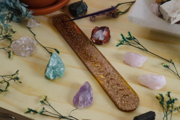 Gold Moon Phases Incense Holder