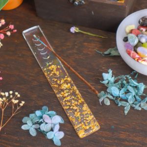 Gold Flakes Incense Holder - Moon Phases